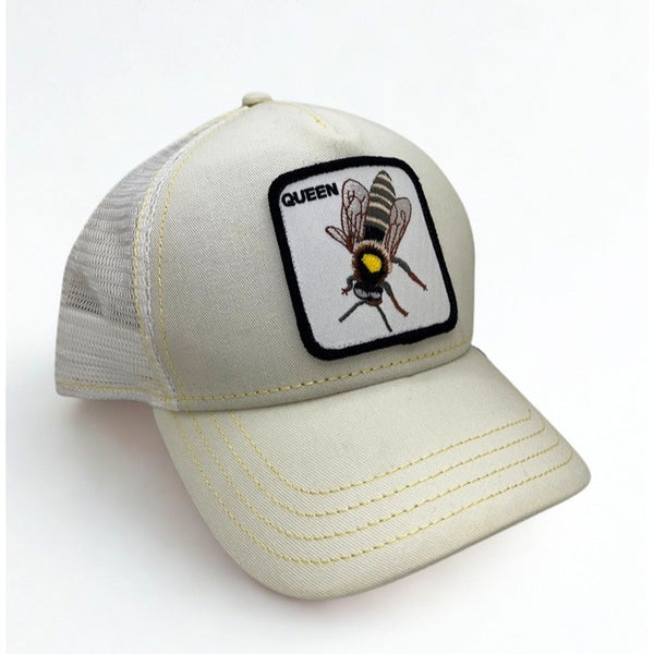 Goorin Bros Queen Bee Trucker Hat White Yellow Mesh Snapback Patch NWT Cap