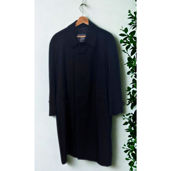 Burberrys London Burella Wool Coat Black 46R Made England Vintage Trench