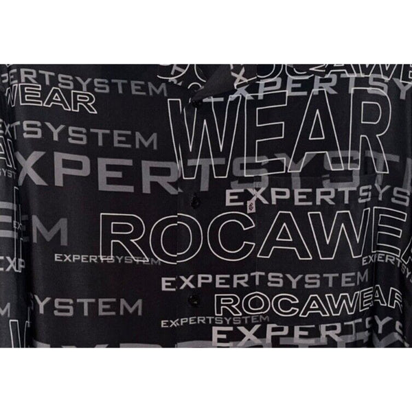 Rocawear Expert System AOP Spellout Button Down S/S Shirt Sz. 2XL Hip Hop