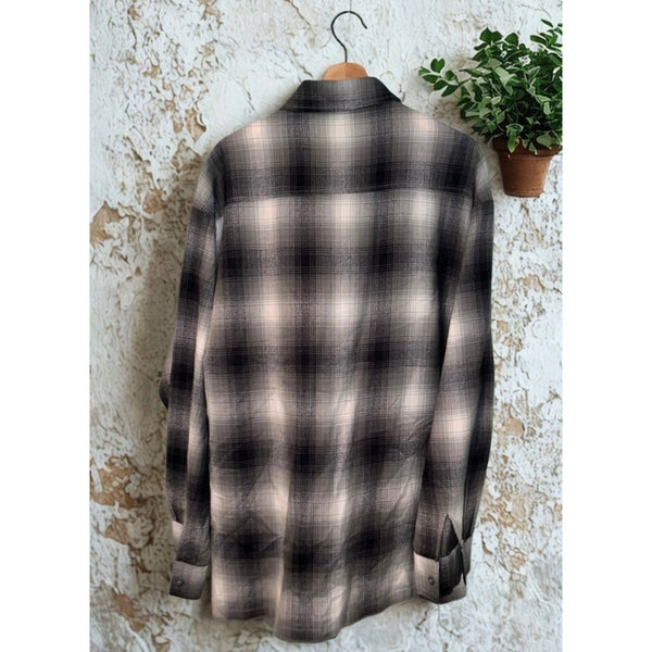 CALTOP Pewter Gray Ombre Old School Lowrider Chicano Biker Flannel Shirt XL NWOT