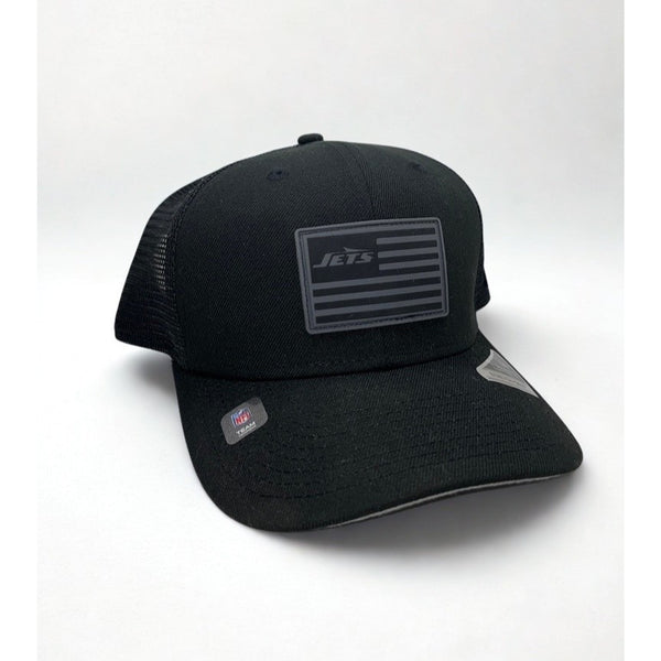New York Jets New Era 9SEVENTY NFL USA Flag Black Stretch Snap Trucker Hat NWT