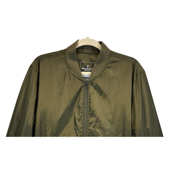 American Eagle Outfitter Men LT Olive Green Bomber Jacket Technical Outerwear