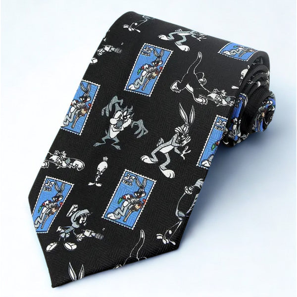 Looney Tunes USPS Stamp Collection Bugs Taz Tweety Marvin Novelty Tie 1997 Vtg
