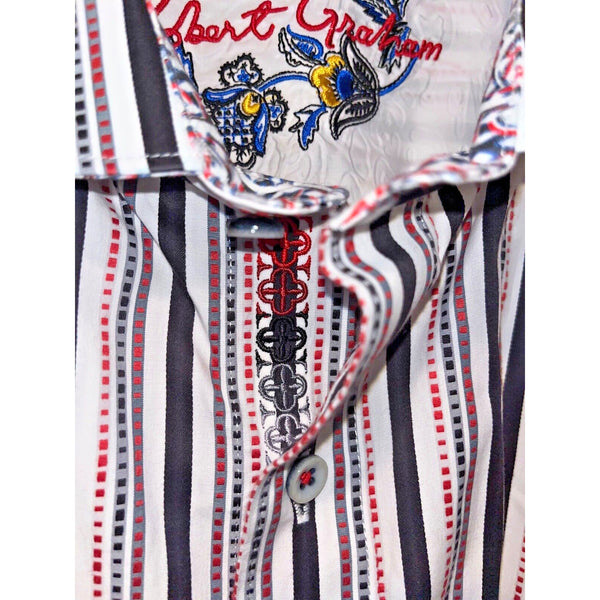 Robert Graham Button Front Striped Shirt Flip Cuff Men's Sz. XL NWOT
