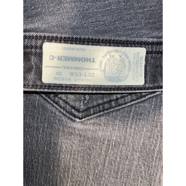 Diesel Jeans Mens 33x32 Dark Wash Thommer-C Slim Skinny Distressed