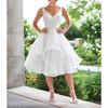 Enchanting by Mon Cheri 117181 Tea Length Casual Wedding Dress Ivory/White Sz. 8