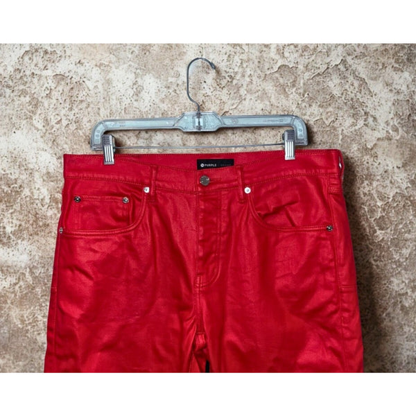 Purple Brand P001 Red Patent Leather Film Jeans Men’s 34x33 Skinny Low Rise