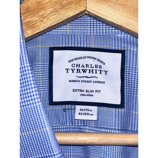Charles Tyrwhitt Dress Shirt Non Iron Extra Slim Fit Patch Men's 16/35