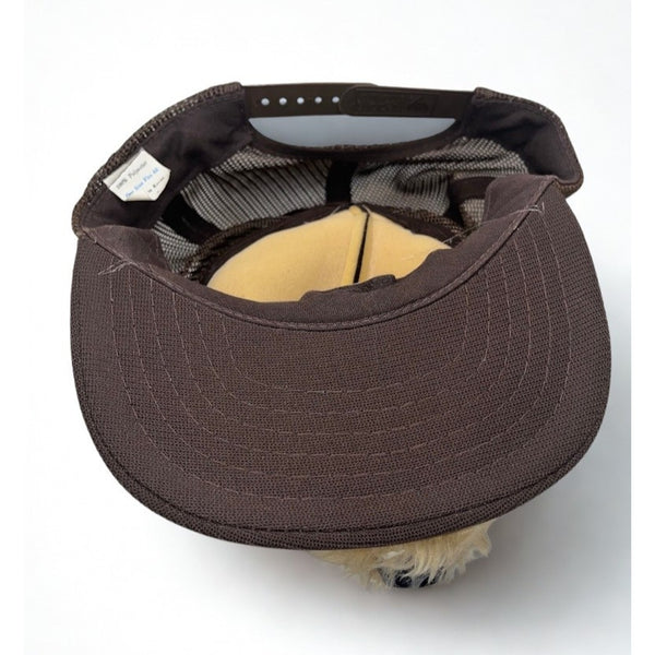 3D Plush Bear Snapback Hat Brown Grizzly Teddy Trucker Cap OSFA Vintage 1980s