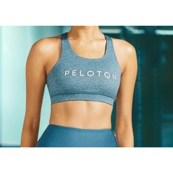 Peloton Women's Sz Small Heathered Teal Strappy Back Sports Bra (FA121) NWT