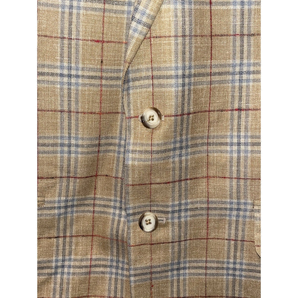 Ben Silver Holland & Sherry Silk Linen Wool Plaid Sport Coat 42L Made in USA