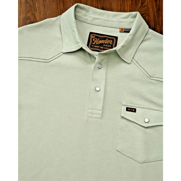 Howler Brothers Ranchero Western Pearl Snap Polo Green Cotton Shirt Mens M