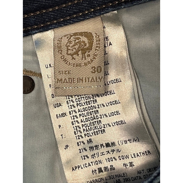 Diesel Darron Jeans Sz. 30x30 Distressed Slim Tapered Italy Designer Denim 0818Y