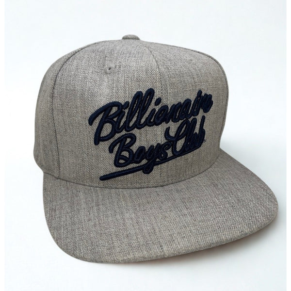 Billionaire Boys Club Mitchell & Ness Snapback Hat Gray Wool Script Logo BBC