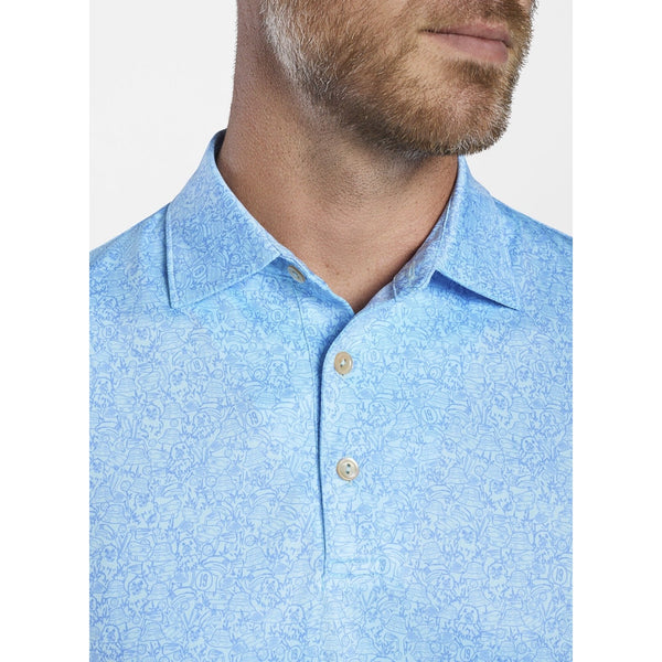 Peter Millar Tillis Polo Blue AOP Caddyshack Spring Brook Country Club Sz. L