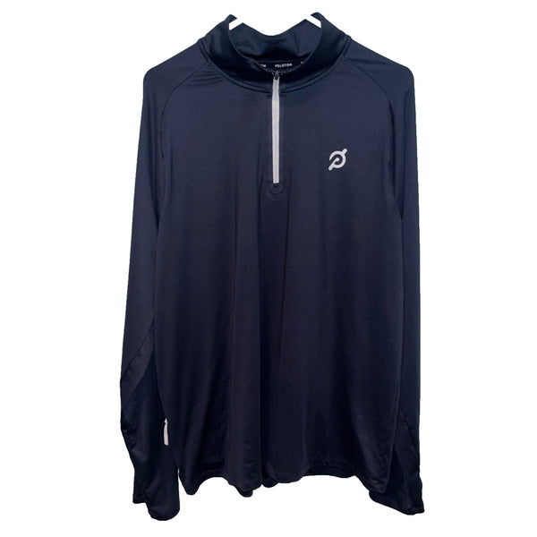 Peloton Top Mens XL Black Performance Quarter Zip Pullover Thumbholes NWOT