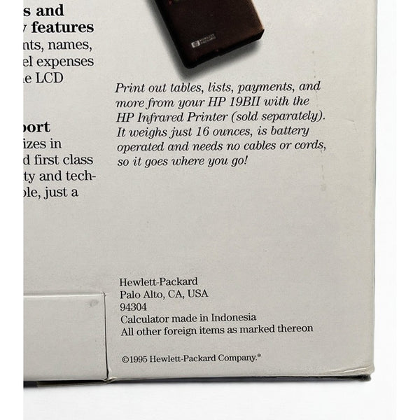 HP 19BII Business Consultant Calculator 1995 New Sealed Box Vintage MBA Rare