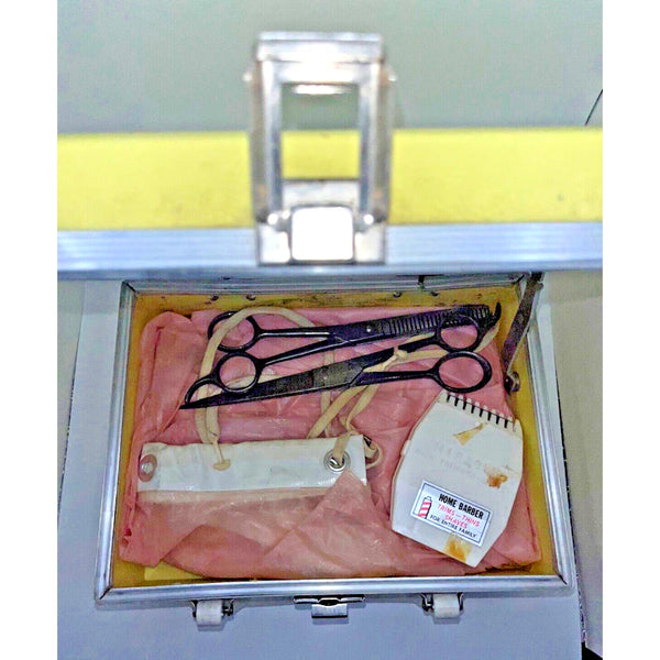 Vintage Barber Hand Held Hair And Beard Clipper And Scissors Set