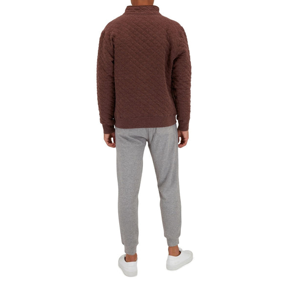 Faherty Epic Quilted Fleece Pullover Burgundy Mens Large Snap Pocket