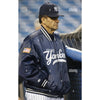 New York Yankees Majestic Authentic Dugout Jacket USA Flag Navy Sz S Vintage