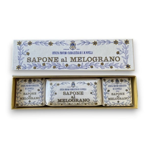 Santa Maria Novella Melograno Soap Set 3 Bar Gift Box 100g 200g NIB Italy