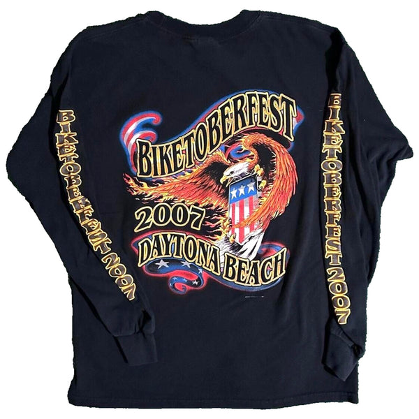 Daytona Beach Biketoberfest 2007 Biker Size XL L/S T-shirt Bald Eagle USA