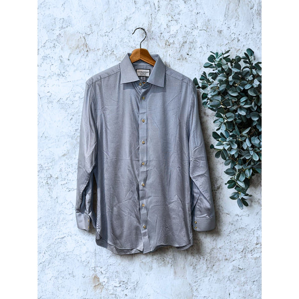 Charles Tyrwhitt Dress Shirt Non Iron Slim Fit Blue Egyptain Cotton Sz. 15.5/35