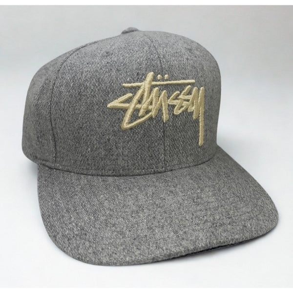 Stussy Wool Snapback Hat Cap Gray Purple Undervisor Big Logo Rare Streetwear