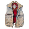 Vtg 90s Streetwear Mens L Distressed Flannel Lined Acid Wash Denim Vest Jacket