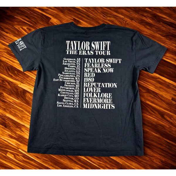 Taylor Swift The Eras Tour T-Shirt Black Size L Official Tour Merch EUC