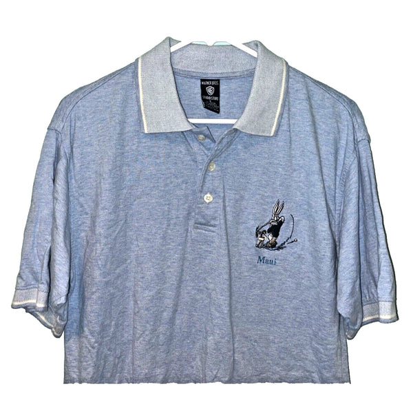 Warner Bros Studio Store Bugs Bunny Golf Polo Shirt Men's Sz. S Blue Vintage