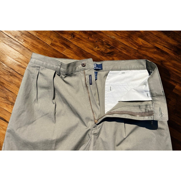 Polo Ralph Lauren Andrew Shorts Mens 34 Green Pleated Chino Vintage Preppy