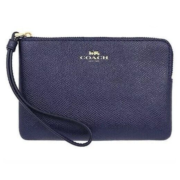 Coach F54626 Crossgrain Leather CornerZip Wristlet Midnight NWOT MSRP $88