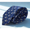 Ermenegildo Zegna 100% Silk Tie Navy Blue Diamond Medallion Italy Luxury