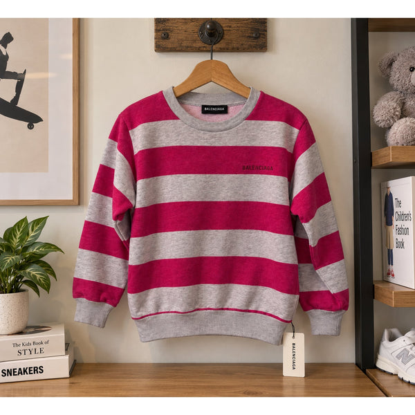 Balenciaga Kids Striped Sweatshirt Pink Gray Size 6 NWT $295 Designer