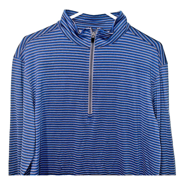 Straight Down Performance Golf Striped 1/4 Zip Sz M Stretch Pullover Sleeve Logo