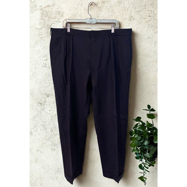 Polo Ralph Lauren Wool Dress Pants Pleated Trousers 40x30 Made In Italy Blue