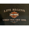 Harley Davidson Life Begins When You Get One Sacramento XL Hanes Beefy-T Biker T