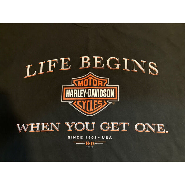 Harley Davidson Life Begins When You Get One Sacramento XL Hanes Beefy-T Biker T