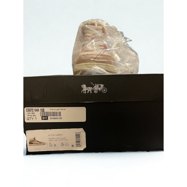 Coach CE872 Hi Top Sherpa Sneakers Cherry Light Camel Suede Women’s 10B NIB