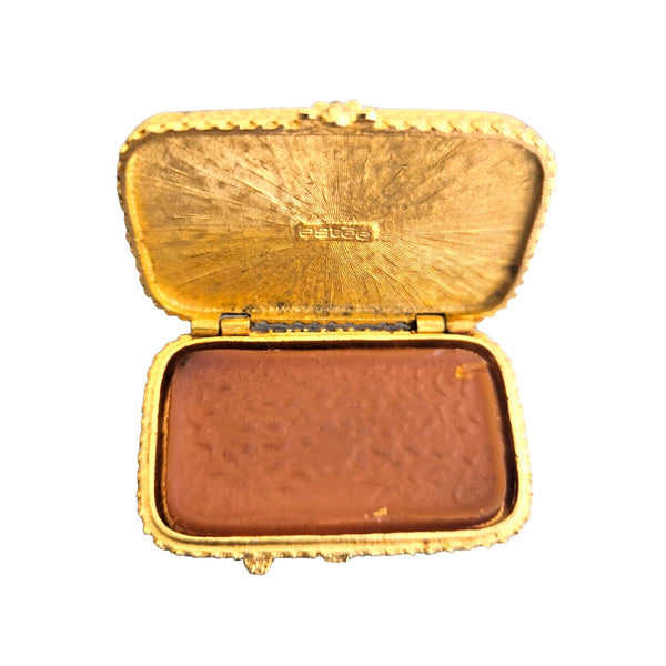 Estee Lauder Cobalt Blue Enamel Portrait Solid Perfume Compact NIB VTG