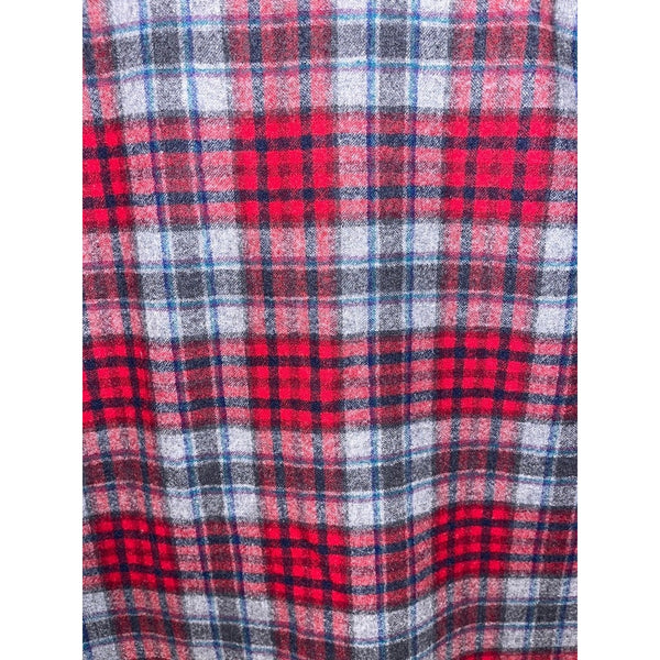 Pendleton Board Shirt Jacket Men's L Red Plaid Virgin Wool USA Loop Camp Collar