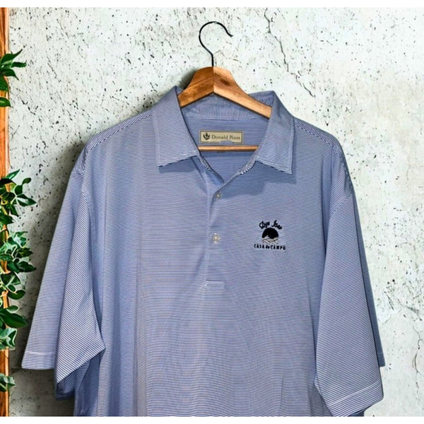 Donald Ross Sport Dye Fore Casa De Campo Golf Polo Blue Stripe XL EUC