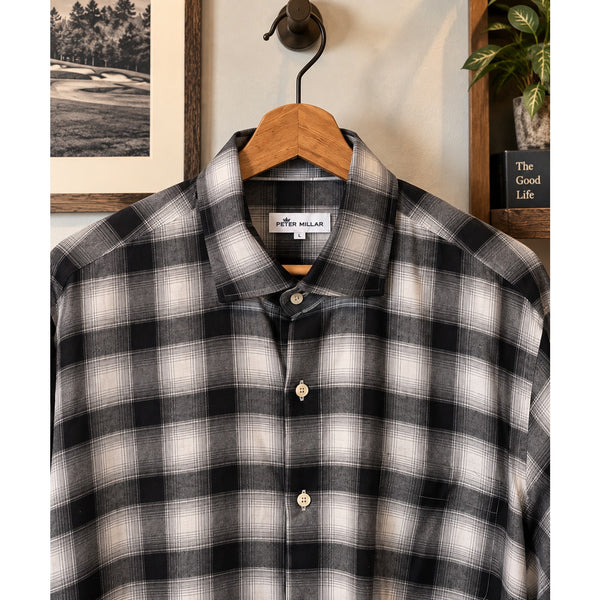 Peter Millar Autumn Soft Gale Plaid Shirt Men's L Cotton MF22W15USL NWOT