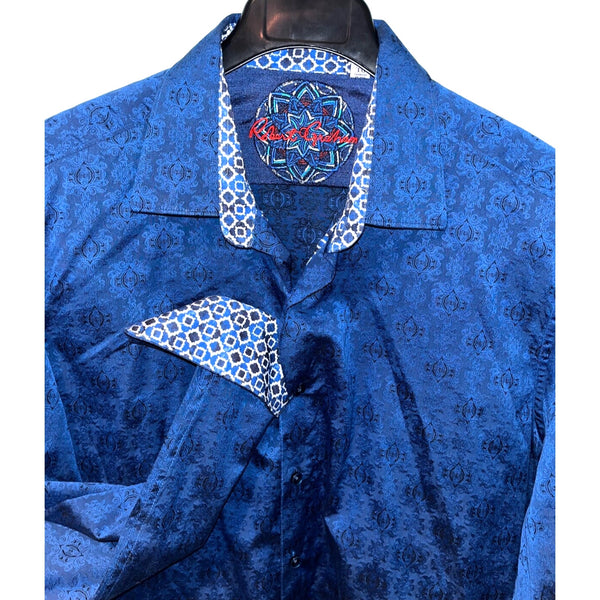 Robert Graham Cullen Jacquard Flip Cuff XL Classic Fit Egyptian Cotton NWOT $188