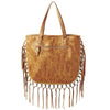 Steve Madden Shay Fax Leather Fringe Trim Large Tan Bucket Tote NWT MSRP $95