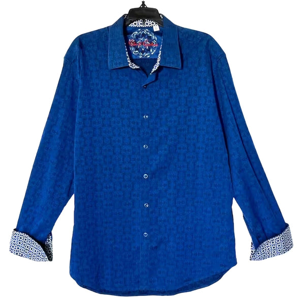 Robert Graham Cullen Jacquard Flip Cuff XL Classic Fit Egyptian Cotton NWOT $188