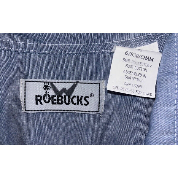 Sears Roebuck Shirt Men's XL Blue Shortsleeve Button-Down Chambray Front Pockets