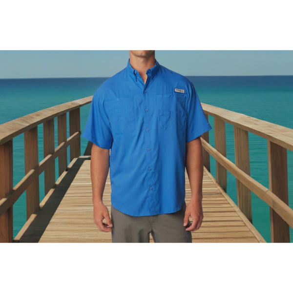Columbia PFG Tamiami II Short Sleeve Shirt Blue Sz. L NWT MSRP $55
