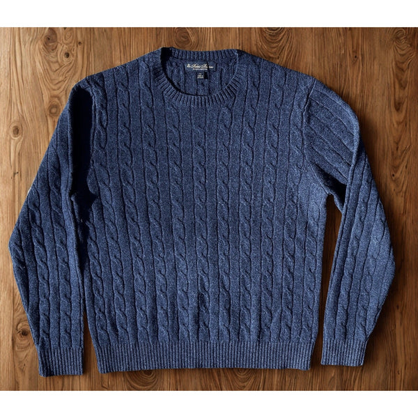 Brooks Brothers English Lambswool Cable Knit Sweater Blue Men’s Size L
